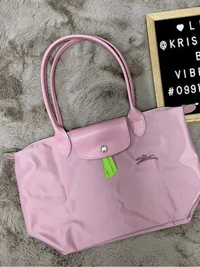 NWT Petal Pink Longchamp Green Series Large Handbag Tote Canvas Tablet Shoulder